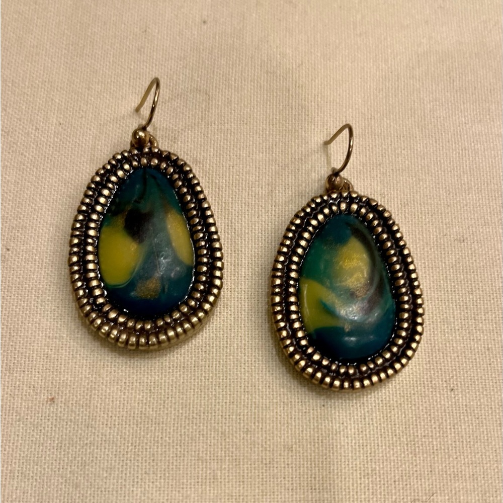 Vintage Teardrop Abstract Ceramic Earring